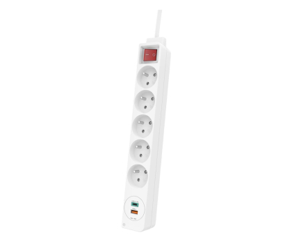 Akcesoria komputerowe HAMA ANTYPRZEPIĘCIOWA 5 gniazdek 2XUSB 1.5m biała